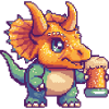 Dinosaure tricératops bière pixel