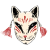 Kitsune Mask with Red Tassels