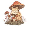 Chats mignons sur un champignon