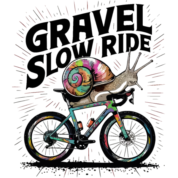 Koszulka "Gravel Slow Ride - Ślimak na na rowerze gravel"
