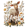 Cute lamb with daisies
