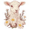 Cute lamb with daisies