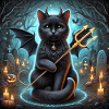 Evil Winged Black Cat halloween