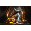 Chat d'halloween en costume pirate