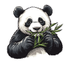 Panda bear with bamboo