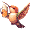 colibri oiseau bière pixel