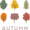 Minimalistische bunte Herbstbäume