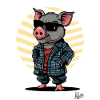 Skovhugger stil i flannel skjorte, mode gris