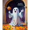 Cheerful Ghost with Pumpkin