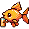 Poisson rouge bière pixel