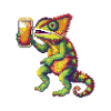 Caméléon bière pixel