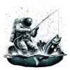 Astronaut Fishing Angler Fish Gift