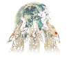 Dalmatian Dog Howling Moon