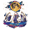 Dolphin Ocean Animal Howling Moon