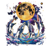 Dolphin Ocean Animal Howling Moon