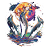 Dolphin Ocean Animal Howling Moon