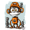 Le singe-robot drôle et funky