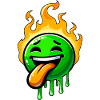 Funny Green Smiley with Fire