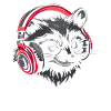 Gambler raccoon with red headphones