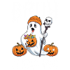 Spooky Halloween Ghost with Pumpkins
