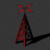 Radio Tower - Red on Grey
