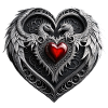 Silver heart with wings.