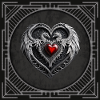 Silver heart with wings.