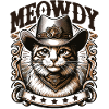 Funny Cat Cowboy Meowdy Western Cat Pun