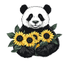 Pandabär mit Sonnenblumen