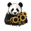 Panda bear with sunflowers