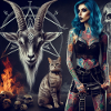 Metal Hell Male Goat and Cat