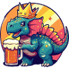 Dinosaur triceratops beer comic