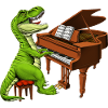 T Rex Dinosaur Playing Piano