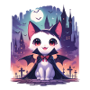 Chat vampire d’Halloween mignon