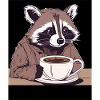 Waschbär mit Kaffee