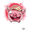 Happy, funny pig