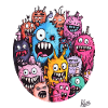 Crazy bunch of funny monsters