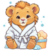 Baby lion bathes