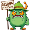 Funny monster grumpy grumpy bad-tempered