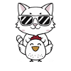 Cat with sunglasses on chicken