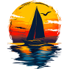 Sailboat design in sunset