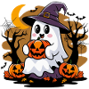 Boo Ghost with Pumpkins