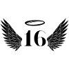 Number 16 Angel - 16th Birthday Wings