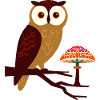 Eule und Pilz