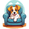 Cute dog relaxing in armchair