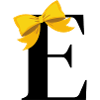 Letter e yellow bow