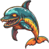Delfin Halloween Comic Lustig