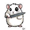 Funny hamster with knife