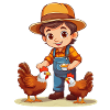 Farmer feeding his chickens