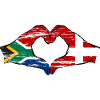 Sydafrika Danmark Flag Hænder Hjerte Form Brugt